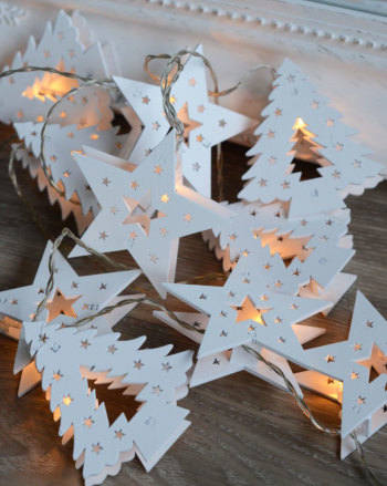 ホワイトツリー スター ｌｅｄガーランド 8t クリスマスツリー ガーランド Ledライト イルミネーション 電飾 電池式 飾り 装飾 雑貨 ディスプレイ おしゃれ ツリー スター 星 ホワイト 白