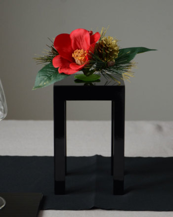 黒塗 ミニ飾り台 ハイタイプ【日本製 花器 花材 フラワーベース 花台 飾り